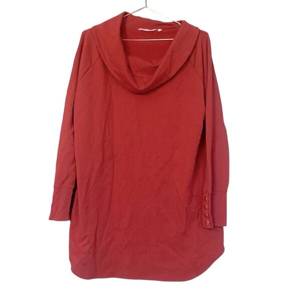 SOFT SURROUNDINGS Valerie cowl neck tunic top pullover coral orange red large - Picture 1 of 6